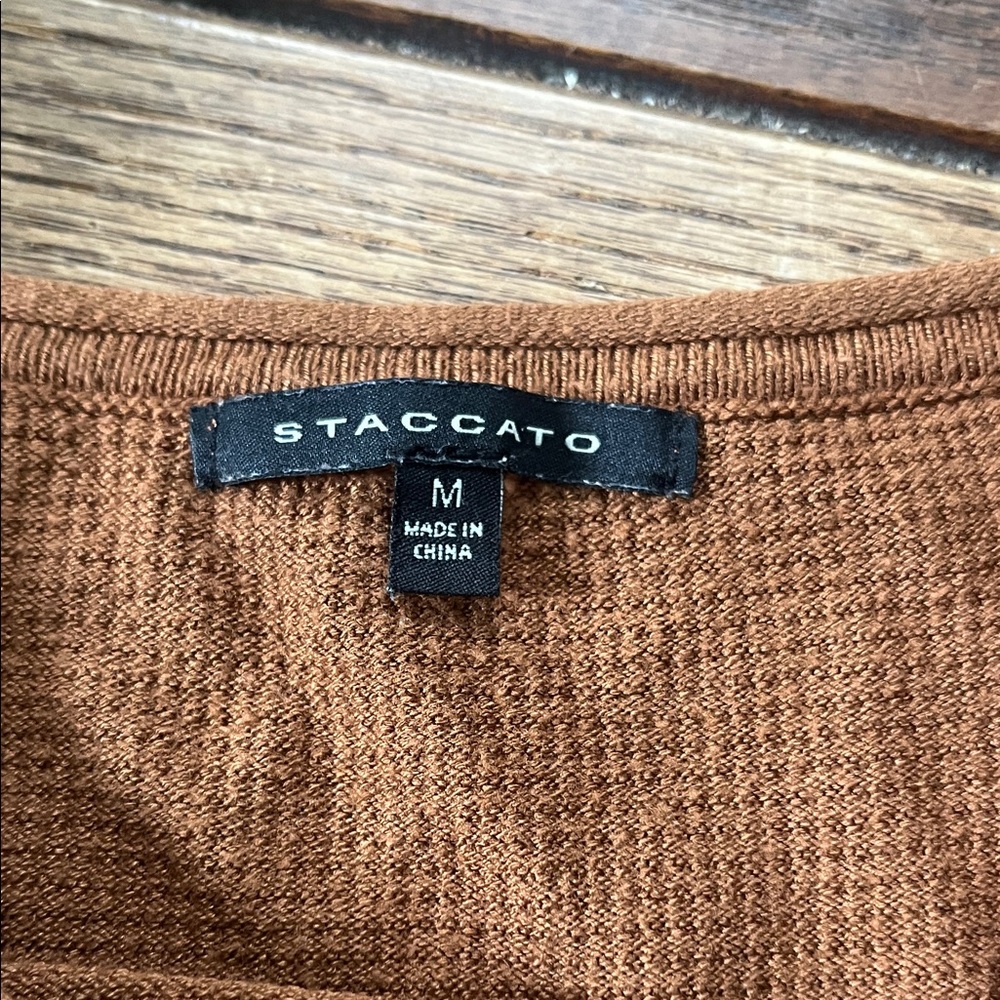 Staccato Warm Brown Ribbed Knit Top